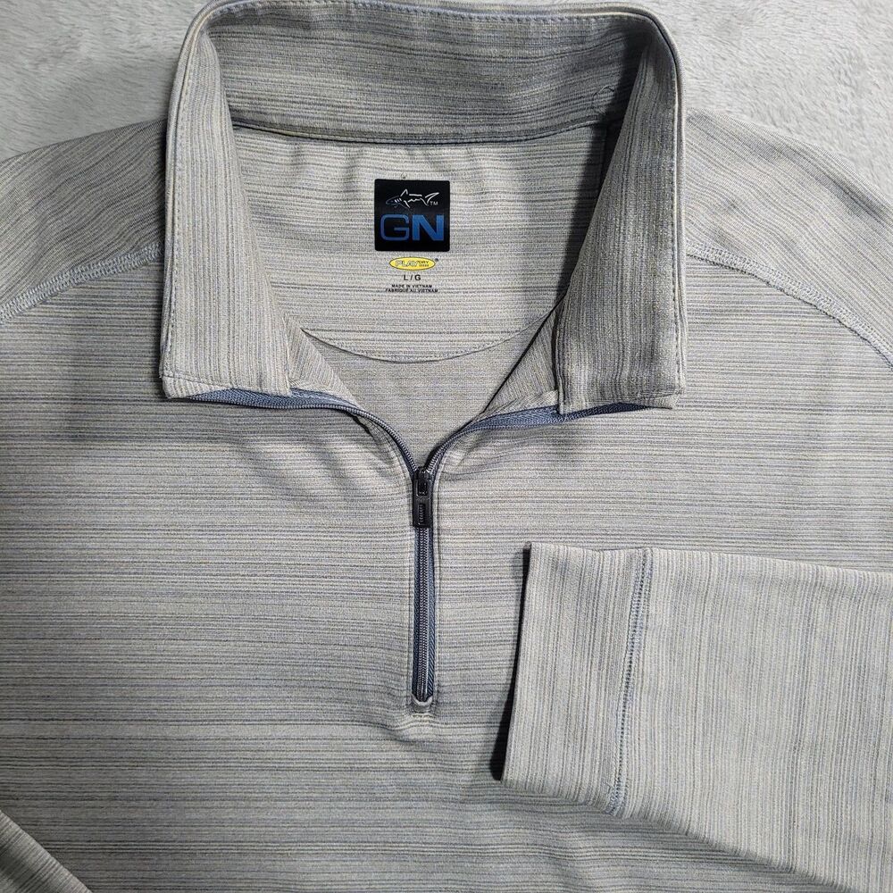 Greg Norman Golf Pullover Mens Large Gray 1/4 Zip Long Sleeve PlayDry Stretch